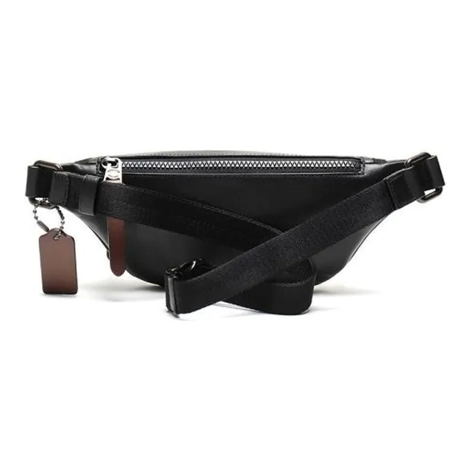 COACH Rivington Leather Sling Bag Crossbody Bag Fanny Pack Large Size Men's Black-3