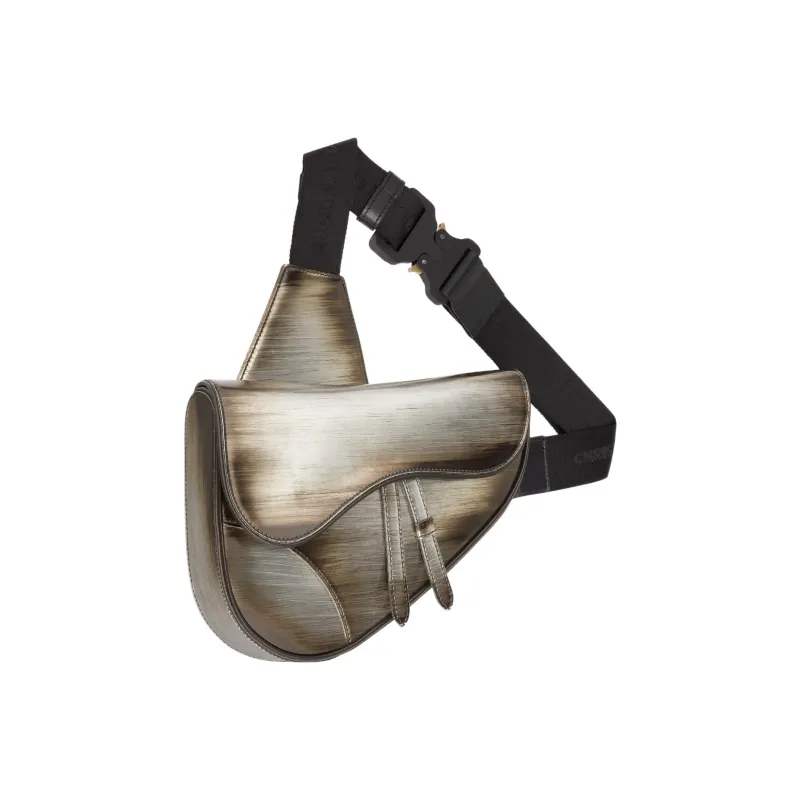 DIOR Saddle Cow Leather Saddle Bag Shoulder Bag Crossbody Bag Fanny Pack Sling Bag Men's Silver-1
