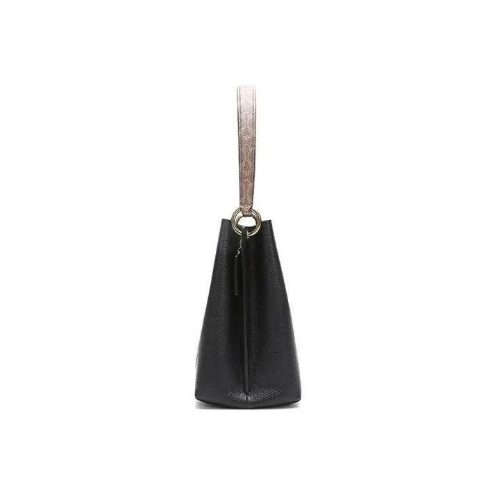 COACH Charlie Leather Bucket Bag Handbag Shoulder Bag Crossbody Bag Medium Size Women's Black-2