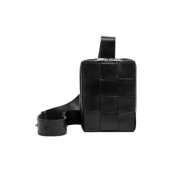 Bottega Veneta Cow Leather Shoulder Bag Crossbody Bag Sling Bags Medium Size Men's Black