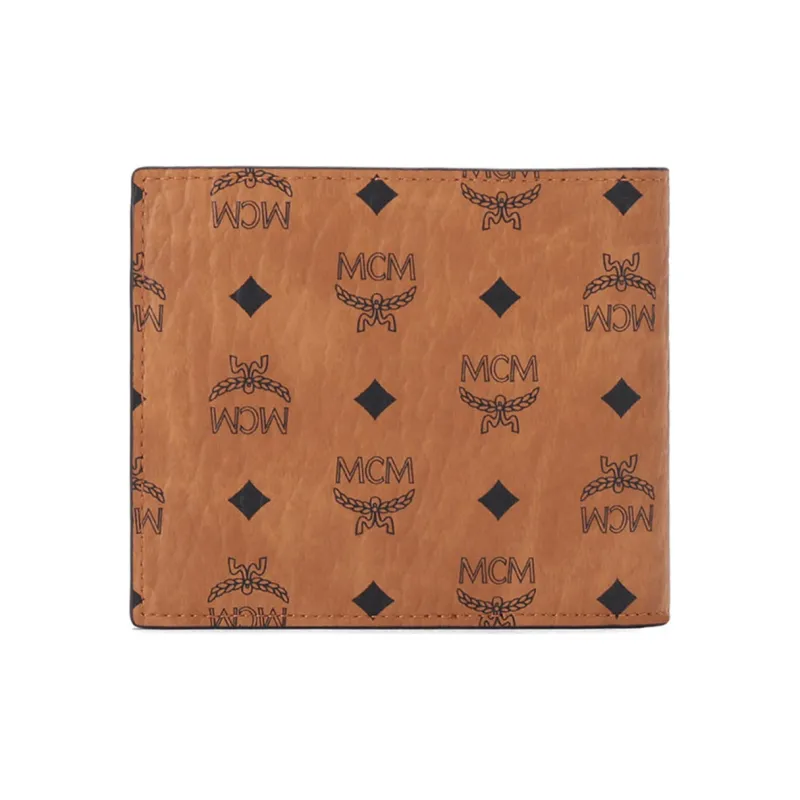 MCM Visetos Canvas Cropped Wallet Men's Brown Cognac-2