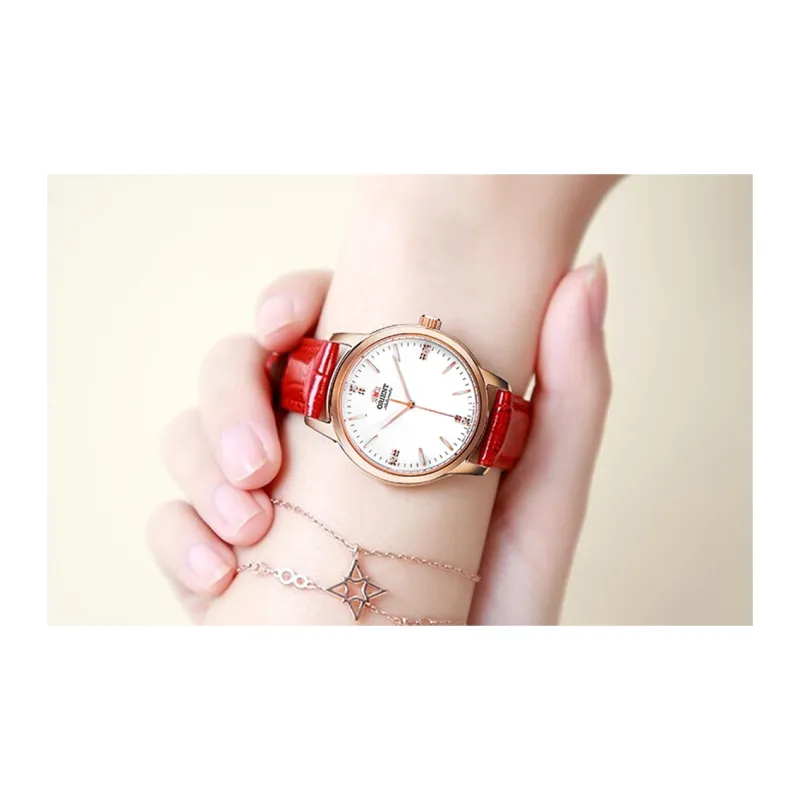 ORIENT Mechanical Movement Leather Watch Bands Watch 32mm Women's Watch White Dial RA-NB0105S-4