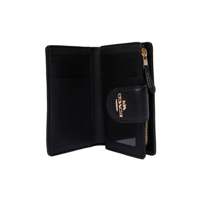 COACH Corner Zip Canvas With Leather Wrist Bag Clutch Mahjong Wallet Women's Brown/Black-3