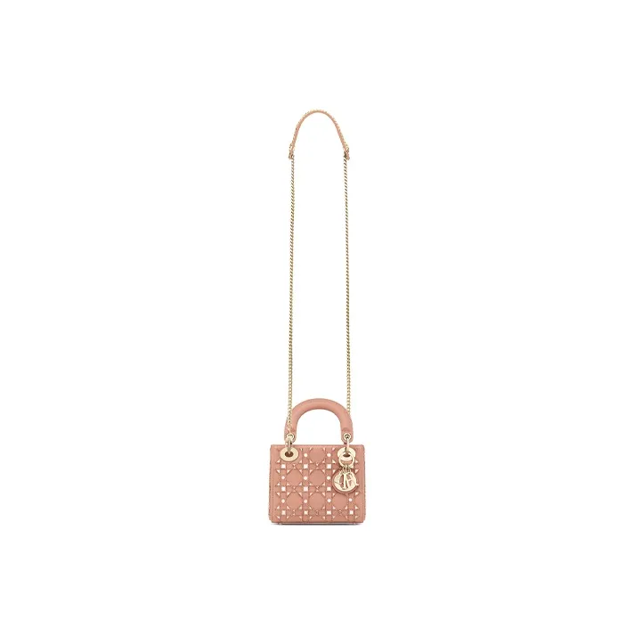 DIOR Lady Dior Cow Leather Crossbody Bags Shoulder Bags Handbags Mini Women's Rose Pink-3