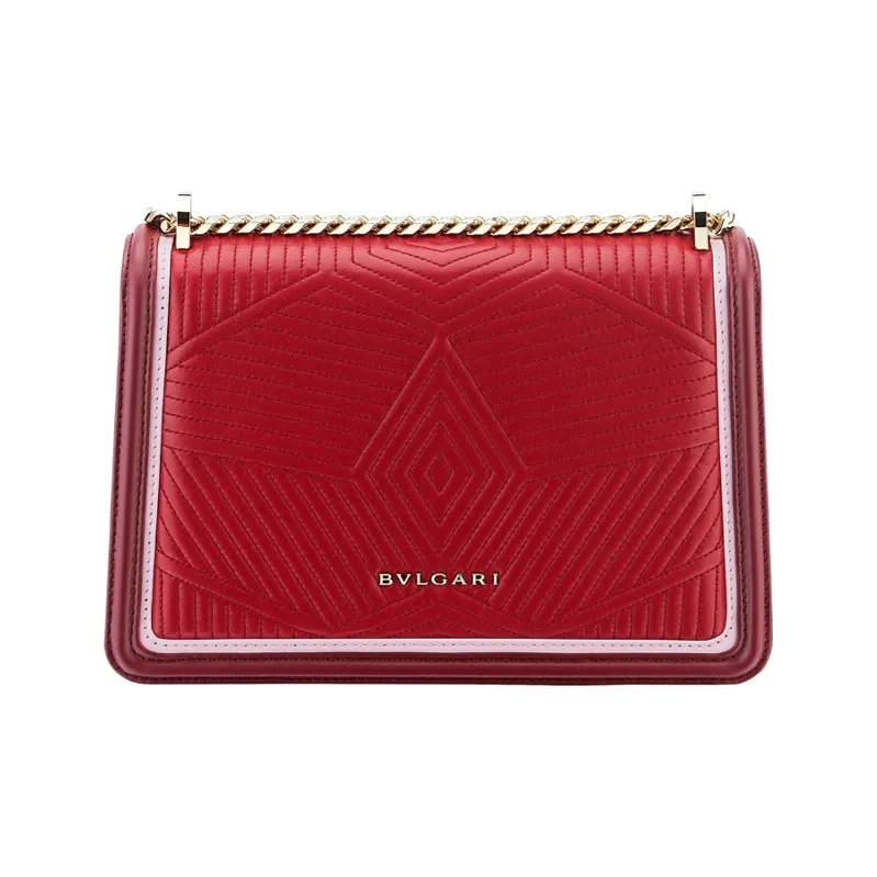 BVLGARI Serpenti Diamond Blast Calfskin Trim Crossbody Bag Shoulder Bag Women's Ruby Color-2