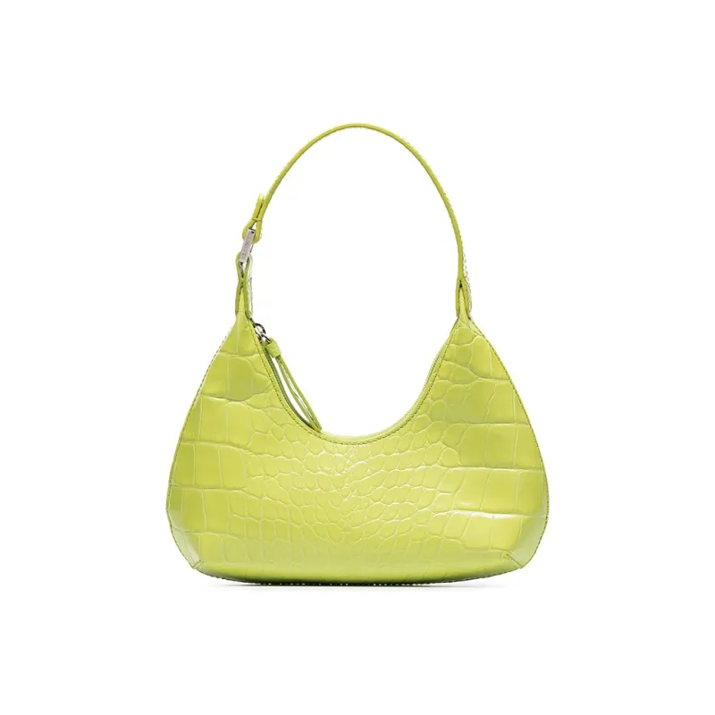 By Far Baby Amber Genuine Leather Shoulder Bag Crescent Bag Handbag Shoulder Bag Women's Lime Yellow-0