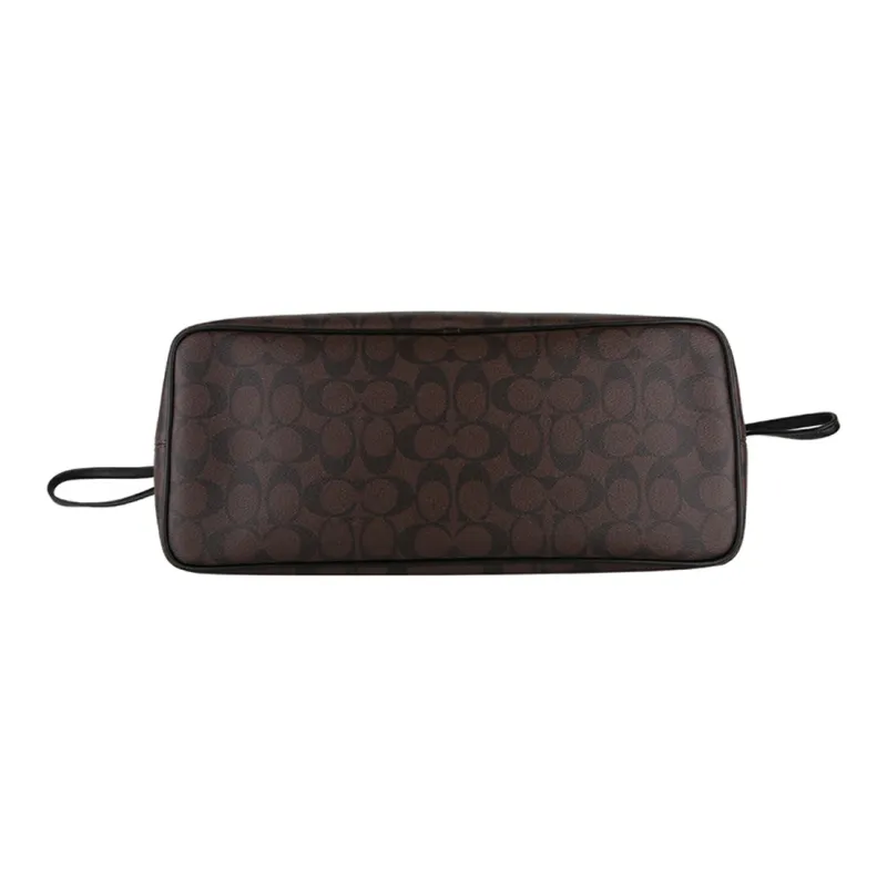 COACH Drawstring Canvas With Leather Carp Fish Bag Handbag Shoulder Bag Women's Dark Brown Monogram-3
