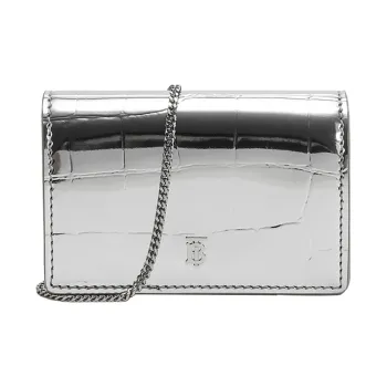 Burberry Polyurethane Clutch Clip-on Crossbody Bag Shoulder Bag Women's Silver