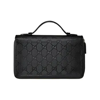GUCCI Coated Canvas With Leather Wallet Money Clip Handbag Regular Men's Black