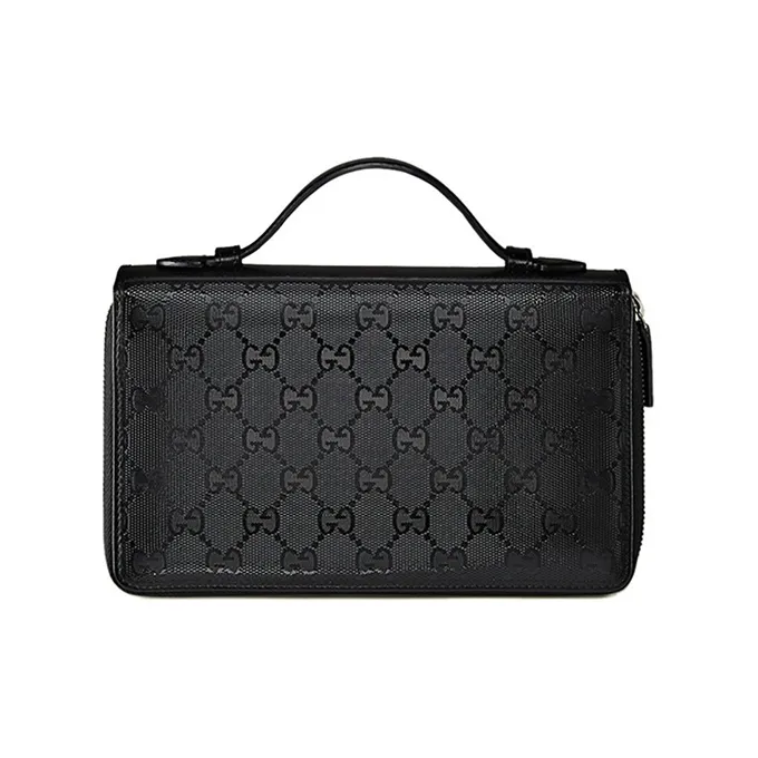 GUCCI Coated Canvas With Leather Wallet Money Clip Handbag Regular Men's Black-0