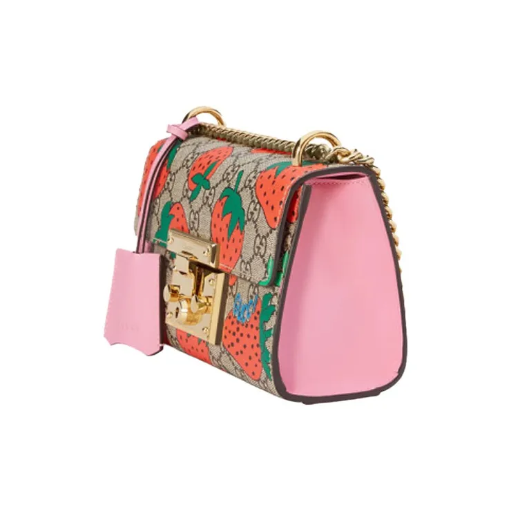 GUCCI Padlock Canvas Box Bag Lock Shoulder Bag Crossbody Bag Small Size Women's Ebony/Pink-1