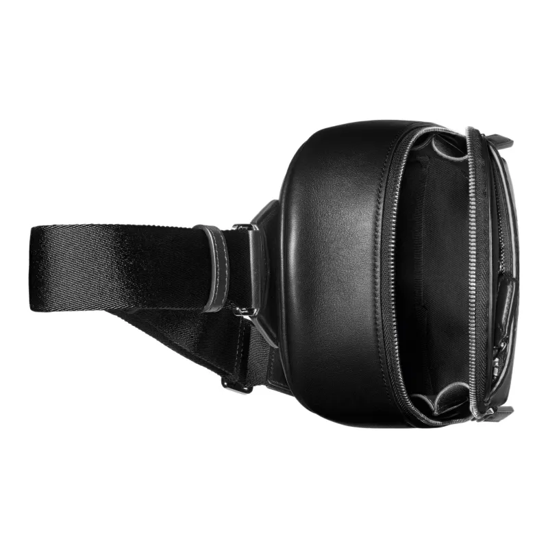 MONTBLANC All Black Leather Crossbody Bags Sling Bags Men's Black-1