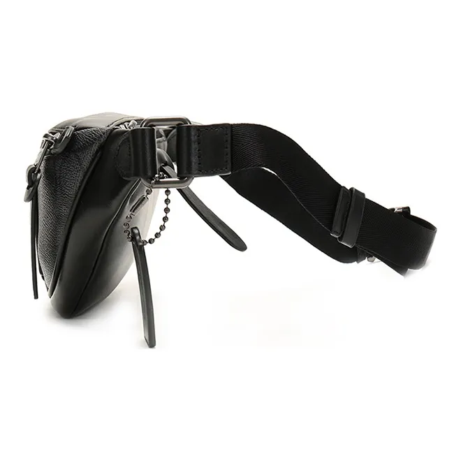 COACH Rivington Leather PVC Shoulder Bag Crossbody Bag Sling Bag Fanny Pack Medium Size Men's Black Gray Color-2