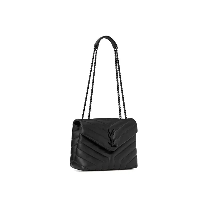 SAINT LAURENT LOULOU Cow Leather Portable Crossbody Bag Shoulder Bag Women's Black-4