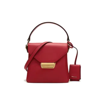 PRADA Cow Leather Handbag, Shoulder Bag, Crossbody Bag Women's Red