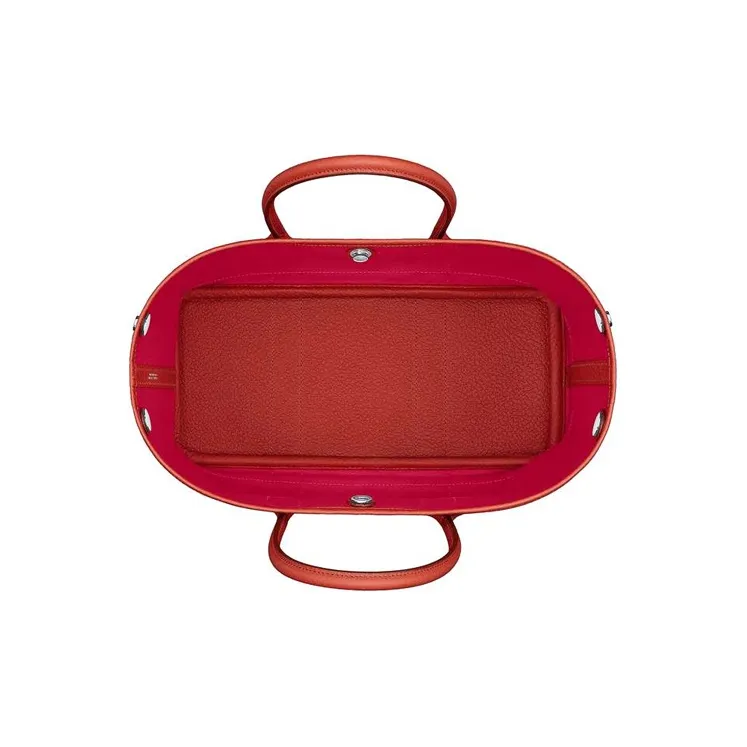 HERMES Garden Leather Handbag Women's Venice Deep Red/Bright Pink/Imperial Red-2