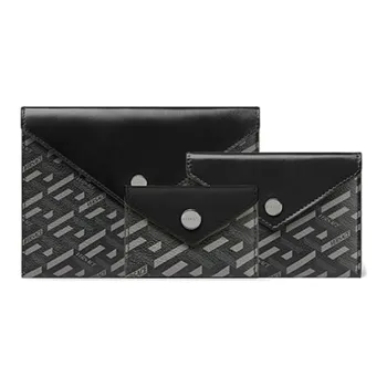 VERSACE Coated Canvas With Leather Multi Purpose Clutch Bag Unisex Black & Gray