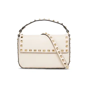 Valentino Hammered Texture Calfskin Handbag, Shoulder Bag, Crossbody Bag Women's Ivory