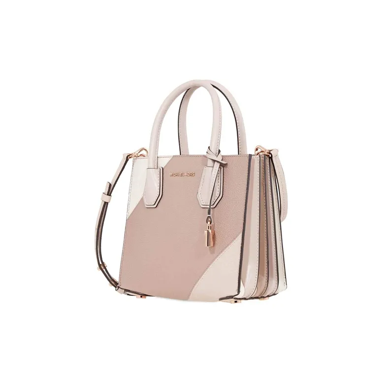 MICHAEL KORS Mercer Leather Trunk Bag Handbag Shoulder Bag Crossbody Bag Small Size Women's White/Gray/Pink Multicolor-1