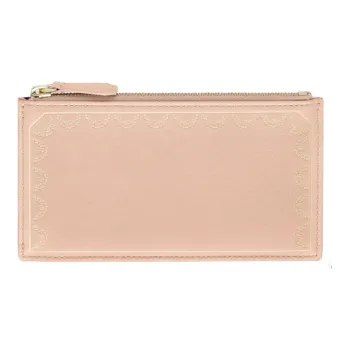 CARTIER GUIRLANDE Cow Leather Card Holder Women's Pink Beige