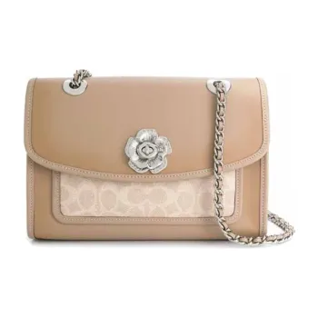 COACH Canvas With Leather Shoulder Bag, Crossbody Bag Women's Brown With Monogram