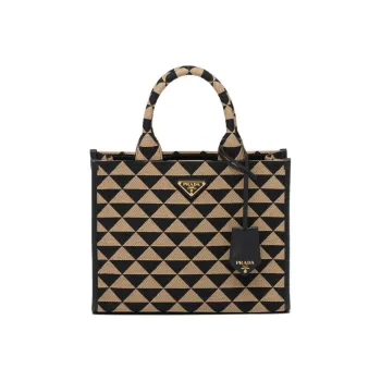 PRADA Embroidered Fabric Tote Bag Shopping Bag Handbag Women's