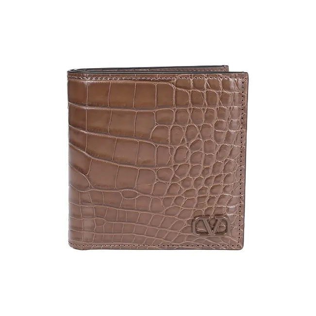 Valentino Leather Card Holder Wallet Men's Taupe-0