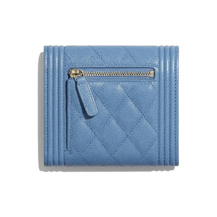CHANEL Leboy Calfskin & Metal Wallet Trumpets Women's Blue-1