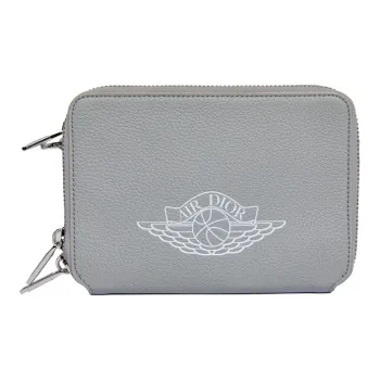 DIOR × Jordan Collaboration Leather Camera Bag, Crossbody Bag, Shoulder Bag Men's Gray