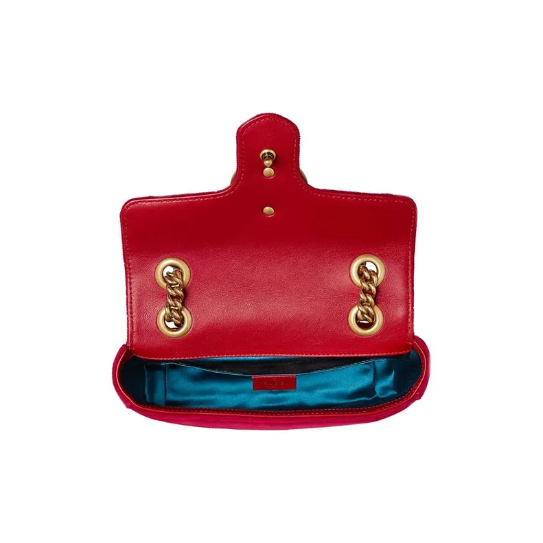 GUCCI GG Marmont Quilted Velvet Crossbody Bag Shoulder Bag Women's Red-3