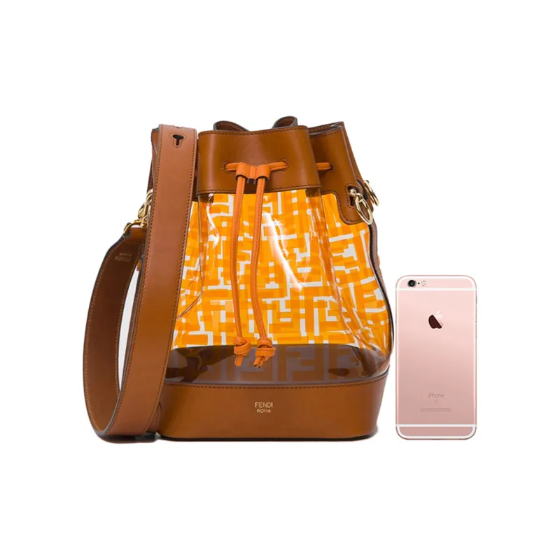 FENDI Mon Tresor Patchwork Bucket Bag Handbag Shoulder Bag Small Size Women's Brown-2