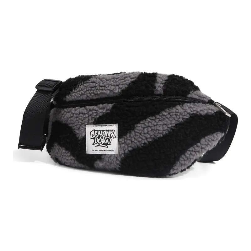 GENANX Sherpa Sling Bag Regular Unisex Black Gray-2