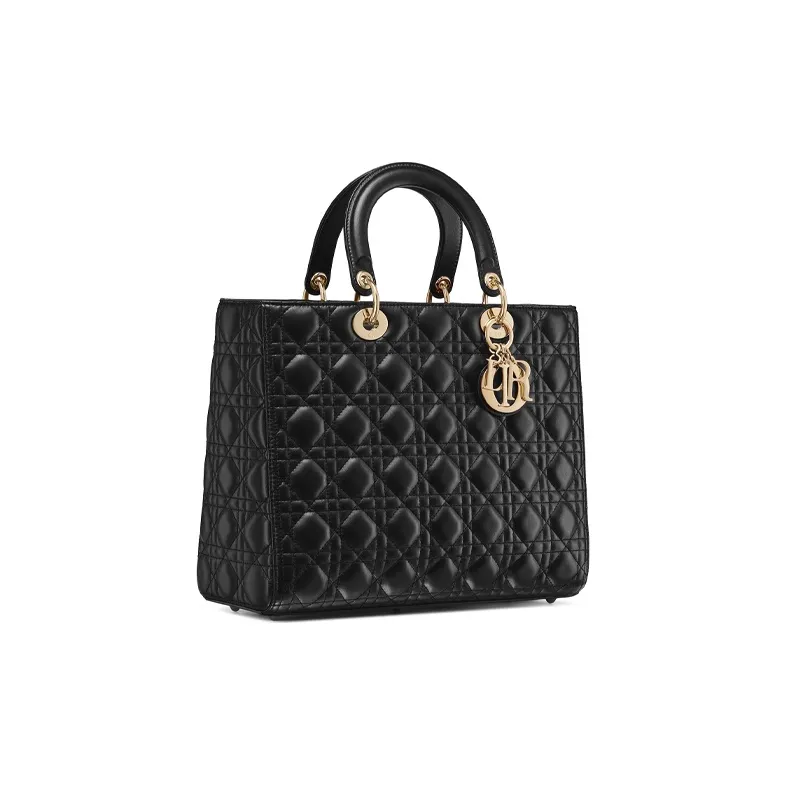 DIOR Sheepskin Seven Compartment Lady Dior Bag, Shoulder Bag, Crossbody Bag, Handbag Tubas Women's Black-1