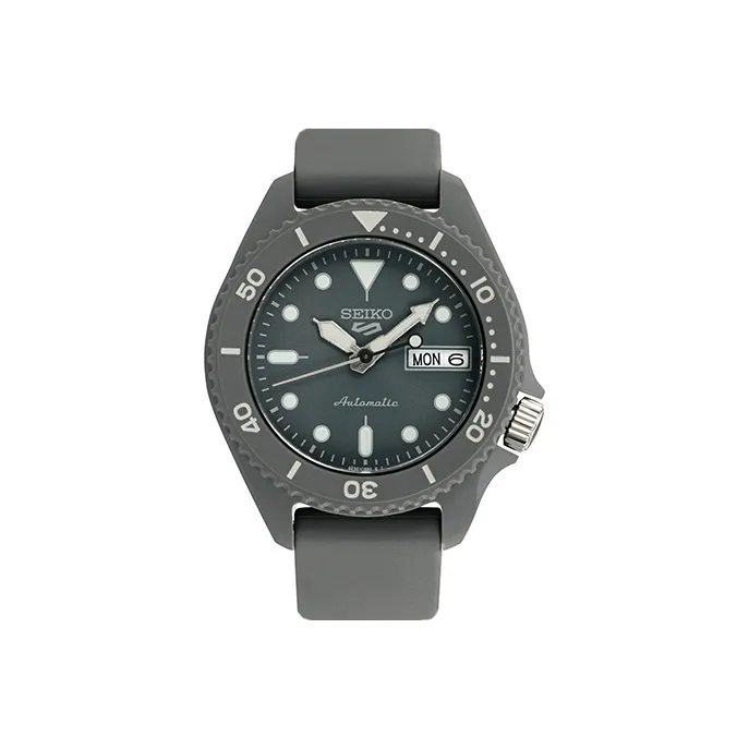 SEIKO Automatic Mechanical Movement Silicone Strap Watch Men's Watches Gray Dial-0