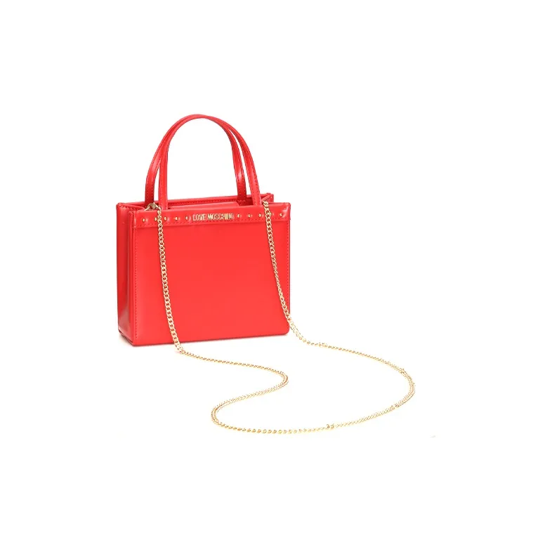MOSCHINO Polyurethane Handbag Shoulder Bag Women's Orange Red-3