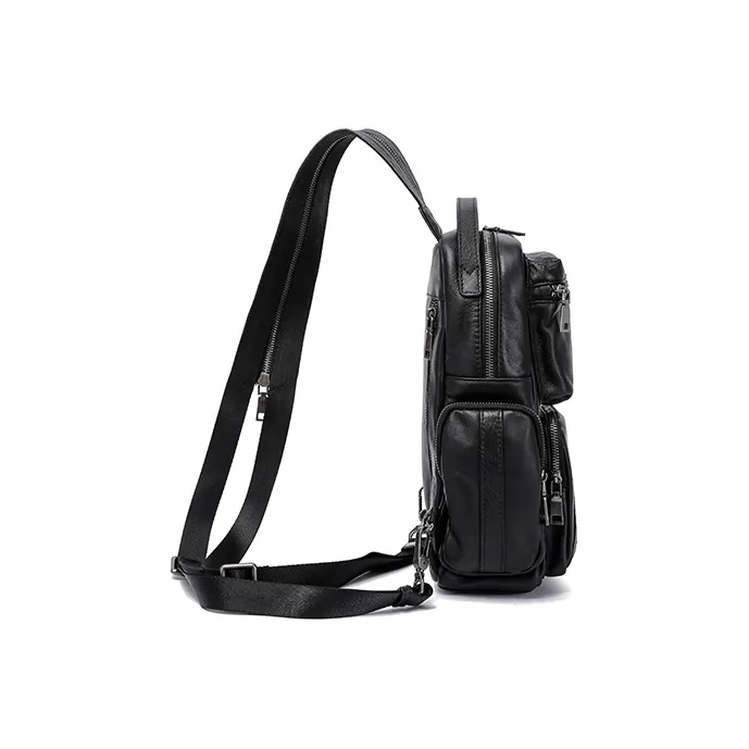 Ace Paul Cow Leather Sling Bag Mini Backpack Regular Men's Black-2
