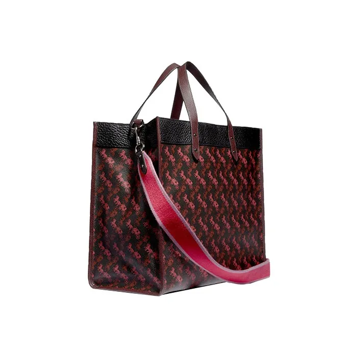 COACH Field Leather Shoulder Bag Crossbody Bag Tote Bag Shopping Bag Handbag Large Size Unisex Red Black-2
