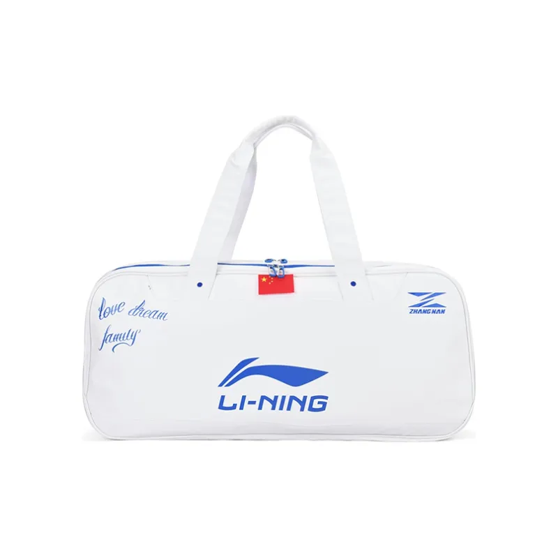 LiNing Microfiber Synthetic Leather Badminton Square Bag Handbag Regular Unisex White Blue-0