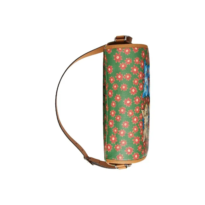 GUCCI Canvas With Leather Nylon Lining Messenger Bag Shoulder Bag Crossbody Bag Kids' Bag Kids' Pink/Green-4