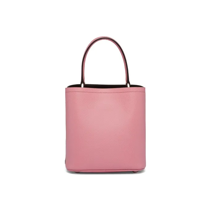 PRADA Panier Leather Handbag Small Size Women's Petal Pink-2