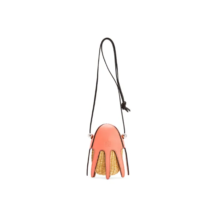 LOEWE Anagram Cow Leather Anagram Embossed Vacation Bag Shoulder Bag Crossbody Bag Mini Women's Natural & Grapefruit-3