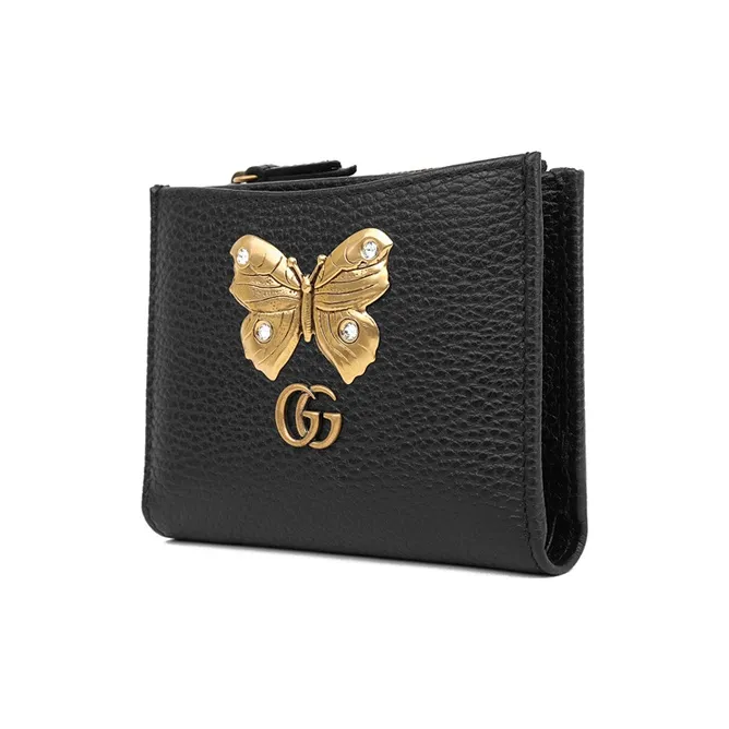 GUCCI Cowhide Leather Wallet Women's Black-1