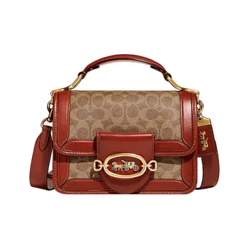 COACH Hero Cow Leather Handbag, Shoulder Bag, Crossbody Bag Small Size Women's Brown Red