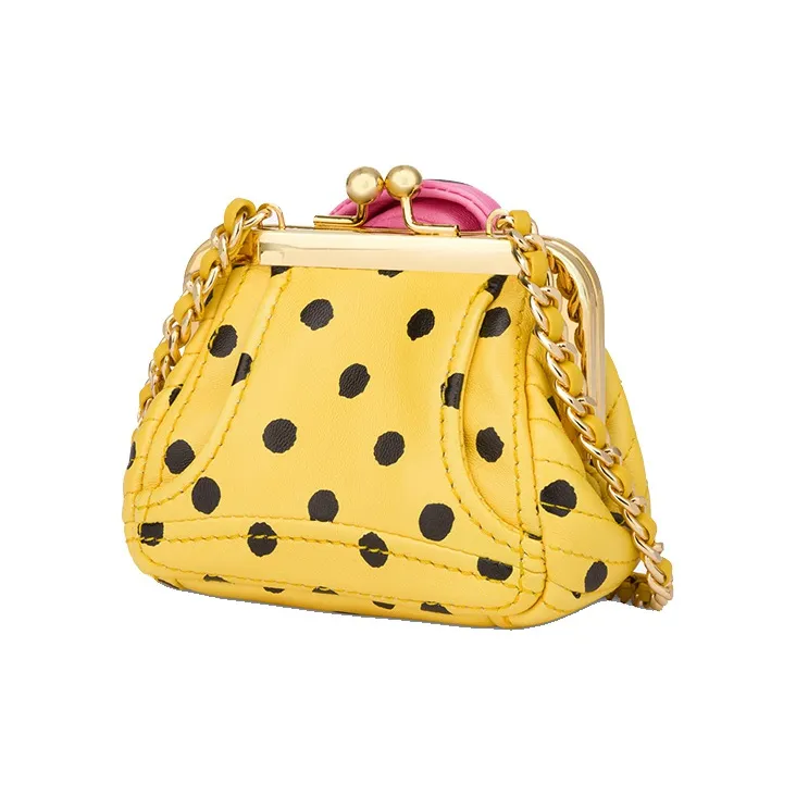 MOSCHINO Sheepskin Shoulder Bag Mini Women's Yellow & Pink-1
