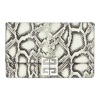 Givenchy 4G Snakeskin Print Sheepskin Leather Composite Shoulder Bag, Crossbody Bag Small Size Women's Black White