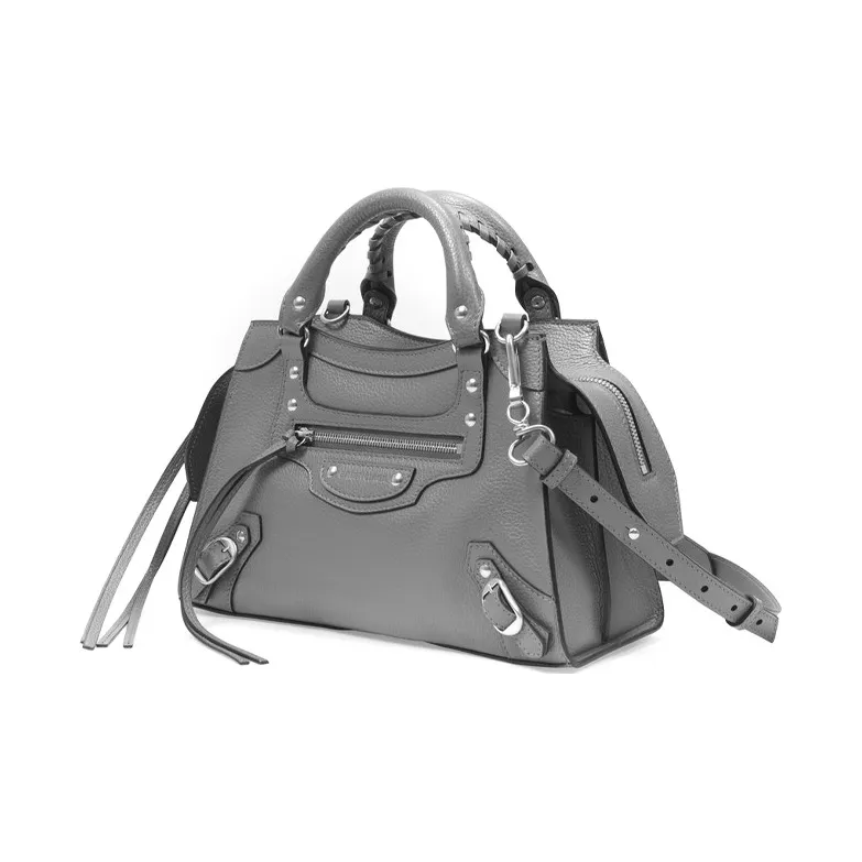 Balenciaga Neo Cagole City Cow Leather Shoulder Bags Handbags Extra Small Women's Gray-1