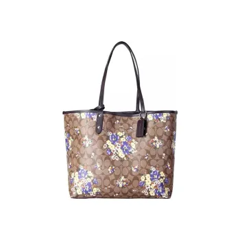 COACH City Monogram Canvas With Leather Tote Bag Handbag Shoulder Bag Large Size Women's Khaki Monogram