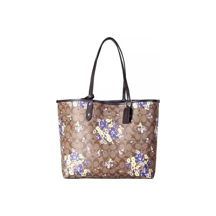 COACH City Monogram Canvas With Leather Tote Bag Handbag Shoulder Bag Large Size Women's Khaki Monogram-0