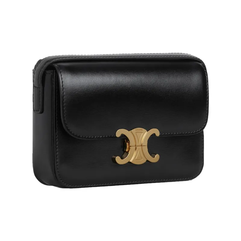 CELINE Triomphe Arc De Triomphe Cow Leather Shoulder Bag Crossbody Bag Extra Mini Women's Black-1
