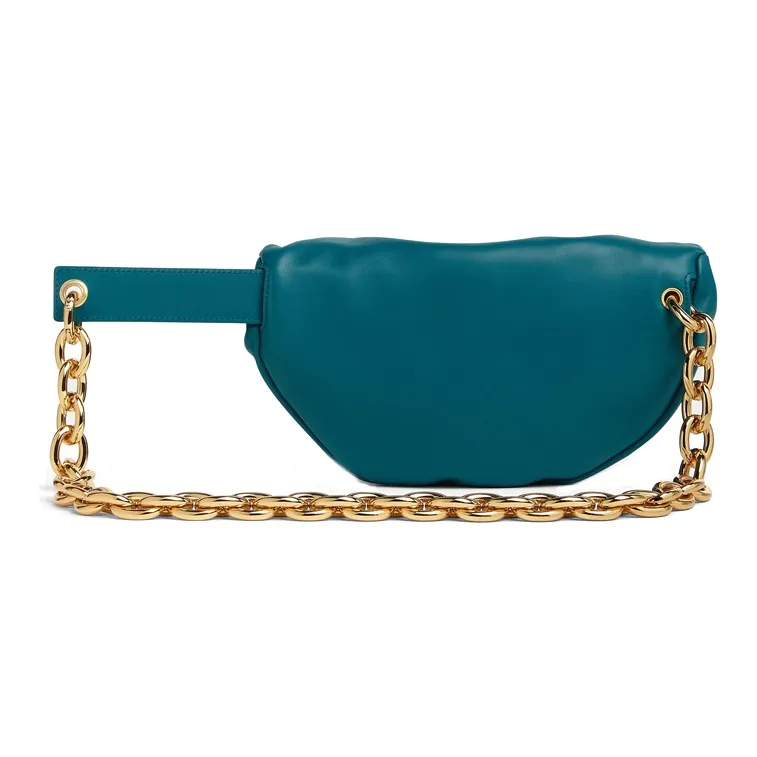 Bottega Veneta Leather Cloud Bag, One Shoulder Clutch Mini Women's Dark Blue-2